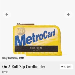 Kate Spade Yellow MetroCard Zip Wallet